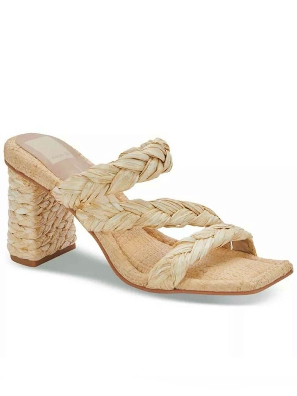 Dolce Vita Natural Braided Raffia Block Heel Mule